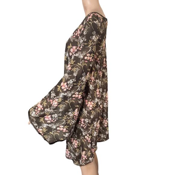 Vtg Dress-U-II By Sharon Blouse Womens 3X Plus Brown Pink Floral Asymmetrical - Picture 6 of 16